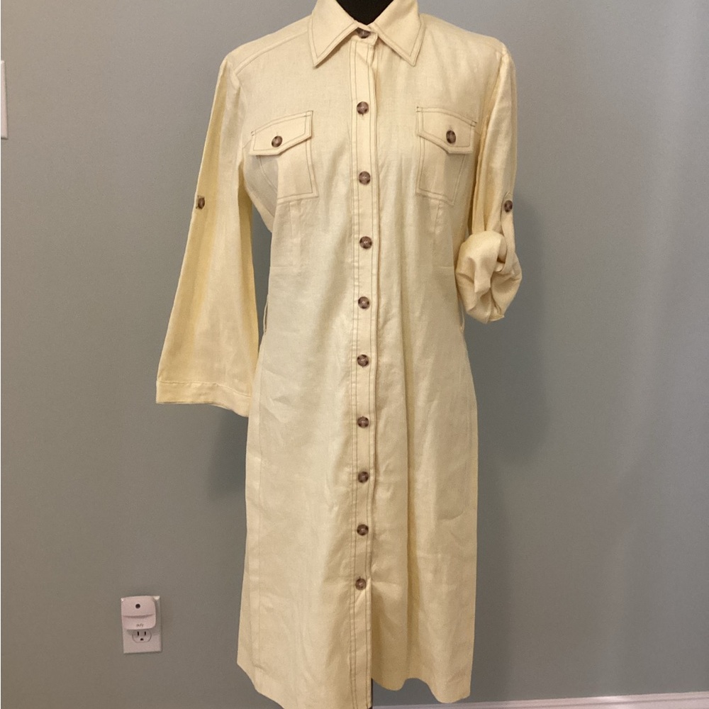 Tahari Linen Shirt Dress